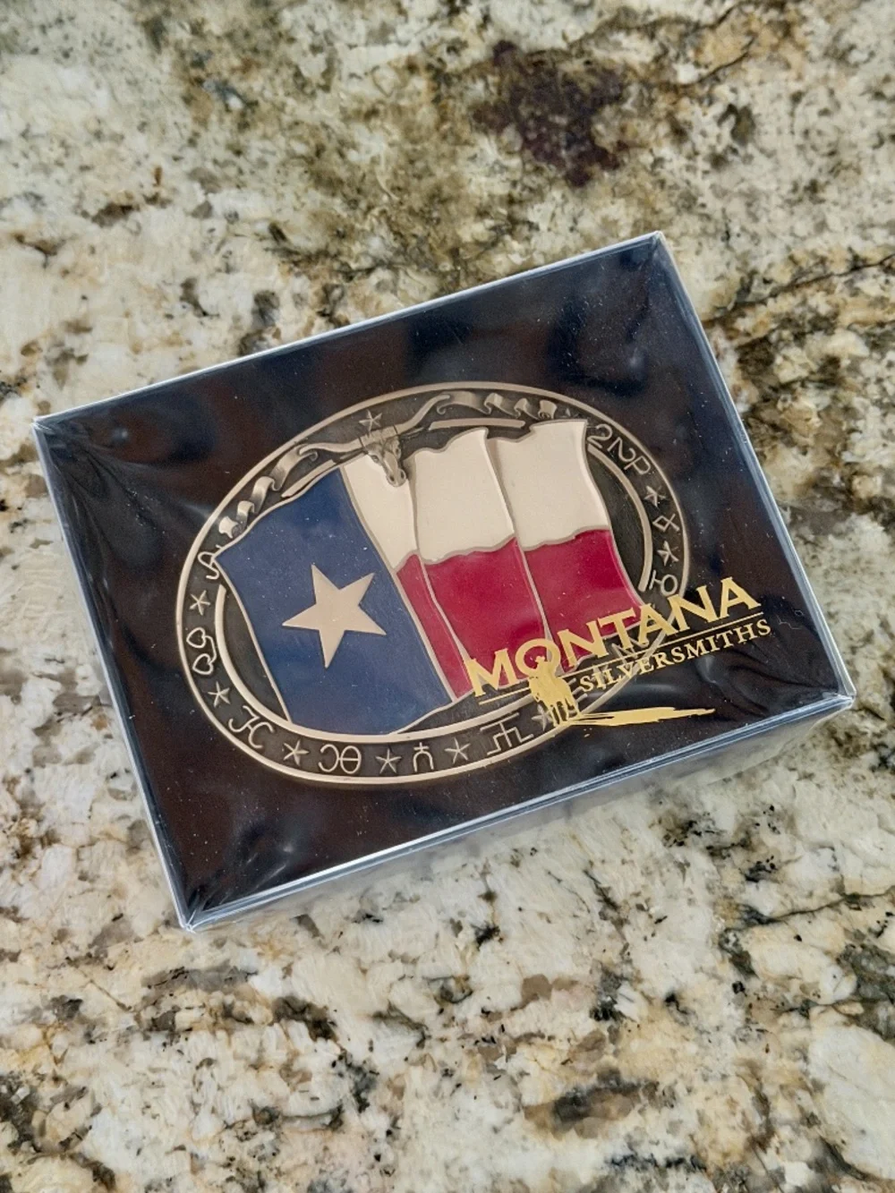 AWARD DESIGN MEDALS | Vintage First Edition Texas Flag Solid Brass Belt Buckle